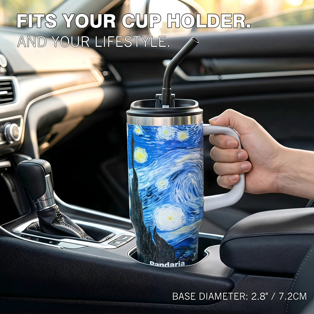 30 oz Tumbler with Handle, Starry Night Travel Mug