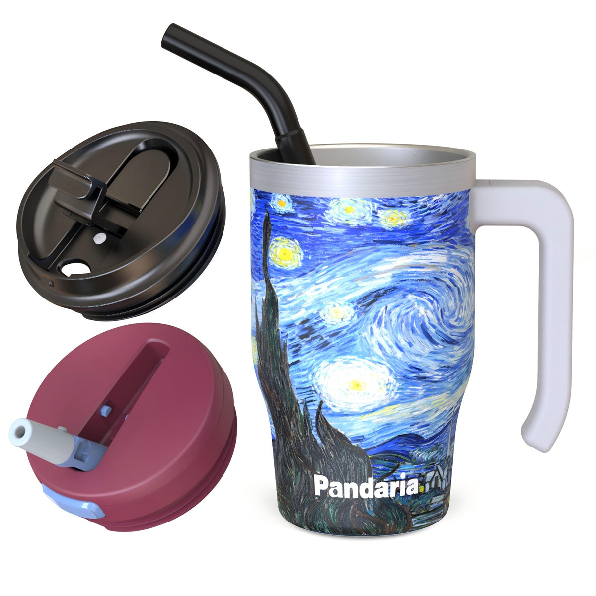 Insulated Tumbler with Straw, Starry Night 20oz Travel Cup
