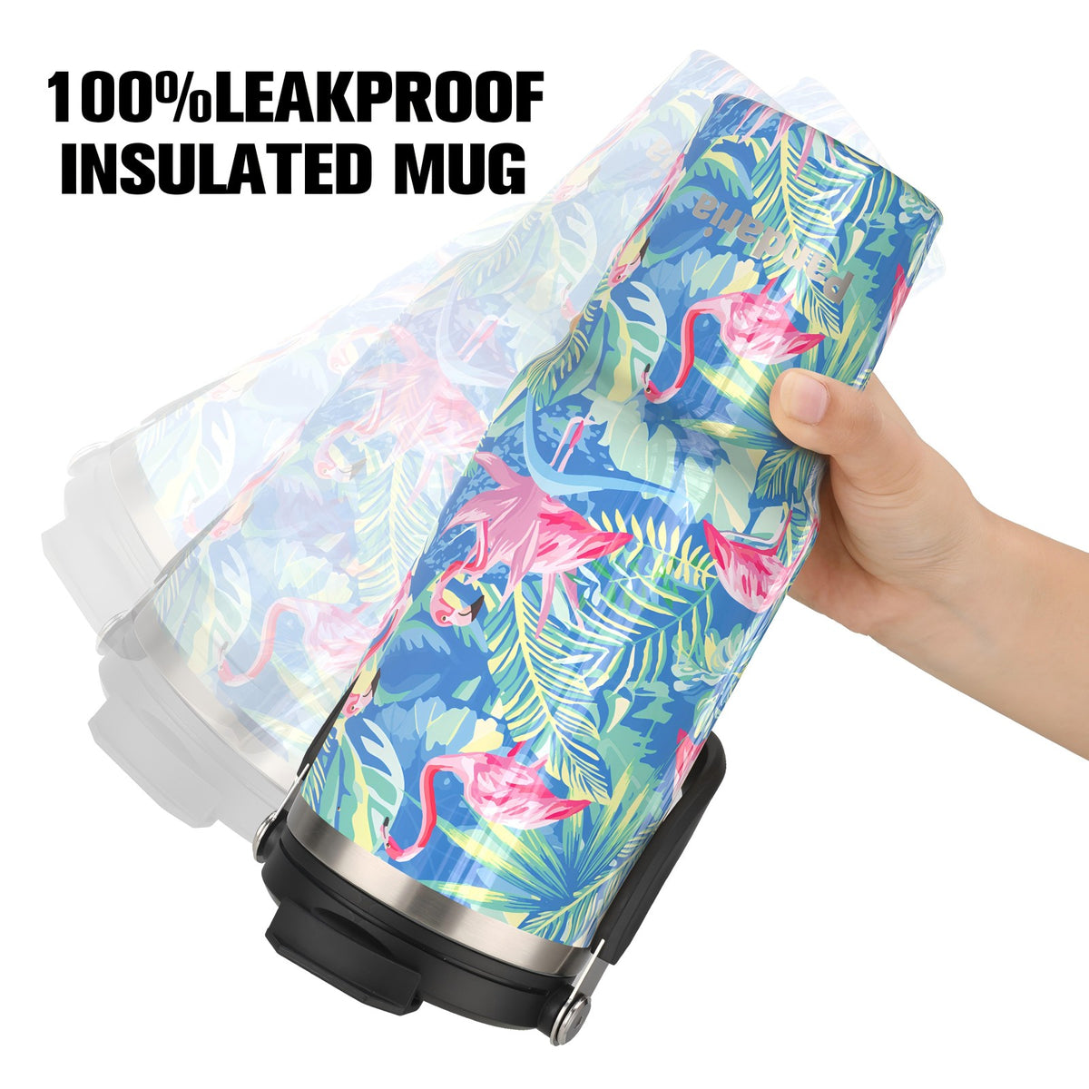 40 oz Tumbler with Handle and 2-in-1 Lid Flip Straw, 100% Leak Resistant Water Bottle, Flamingo