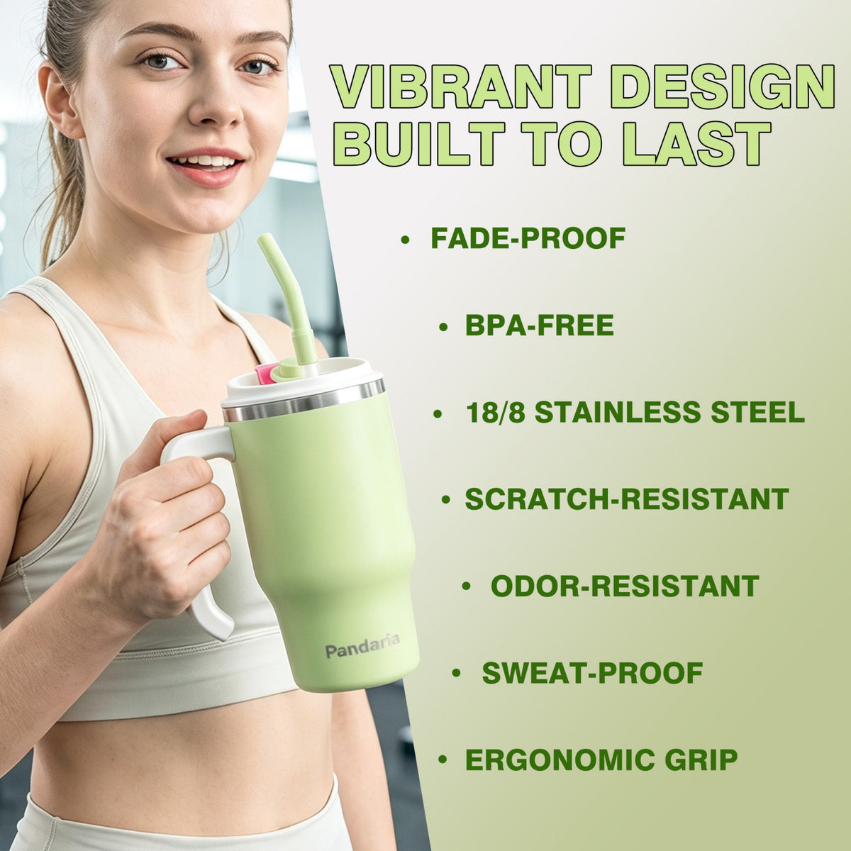 20 oz Insulated Tumbler with Handle and Straw, Stainless Steel Coffee Tumbler with 2 Lids, Double Wall Vacuum Travel Mug, Sage Green