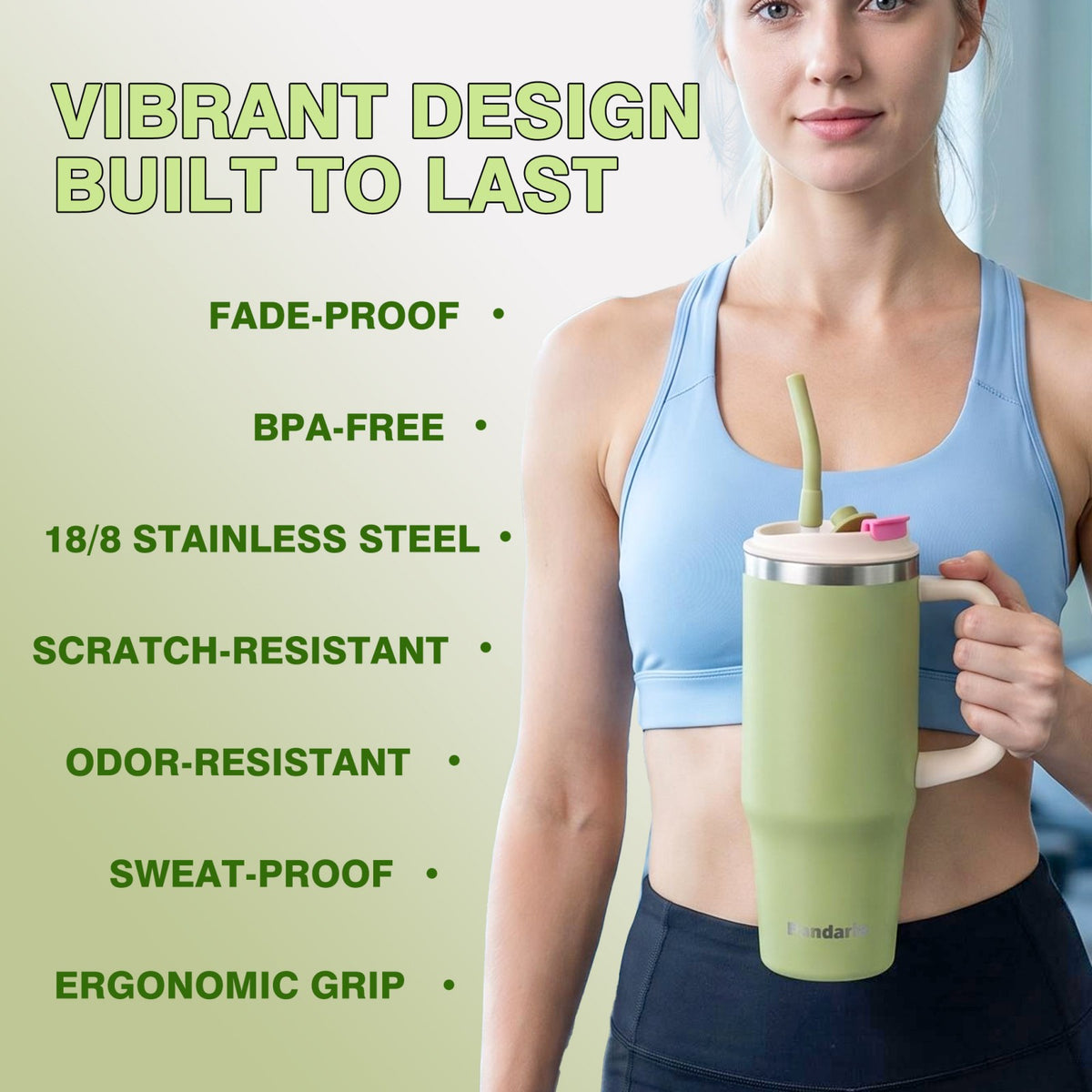 30 oz Insulated Tumbler with Handle and Straw, Stainless Steel Coffee Tumbler with 2 Lids, Double Wall Vacuum Travel Mug, Sage Green