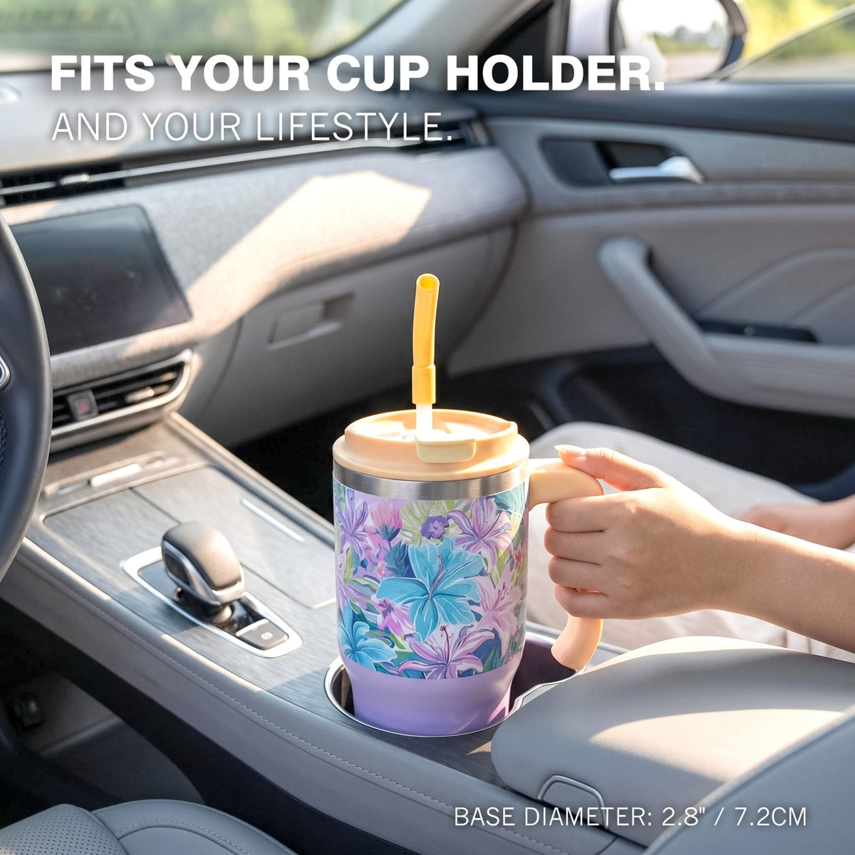 Insulated tumbler with straw, 20oz Lily Haze Travel Cup
