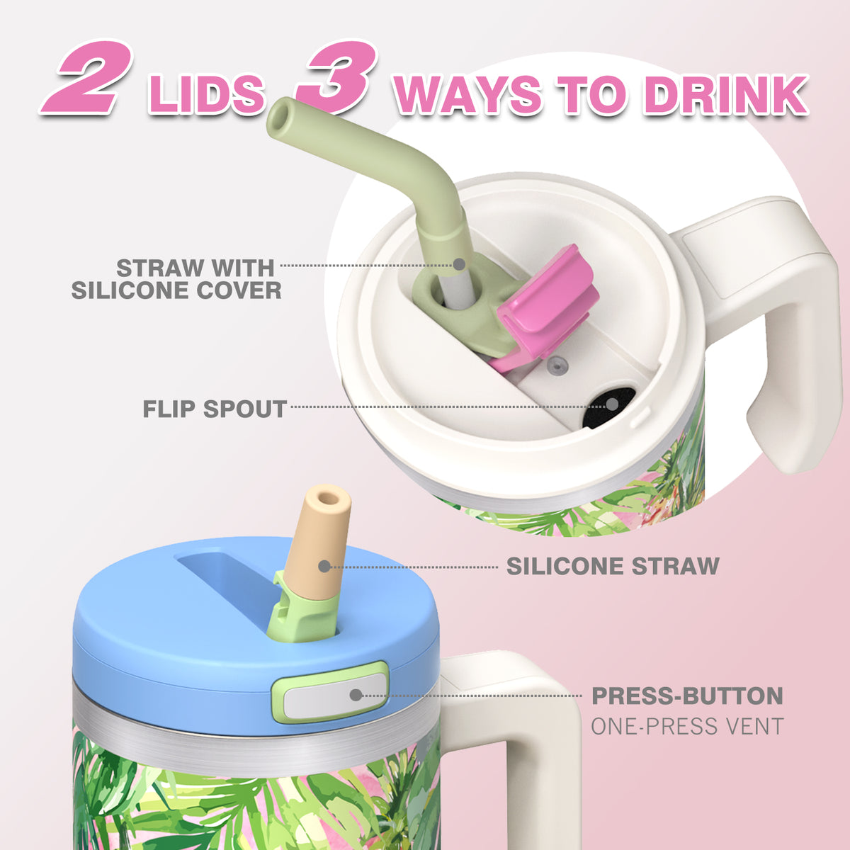 Insulated tumbler with Straw, 20oz Pineapple Crush Travel Cup