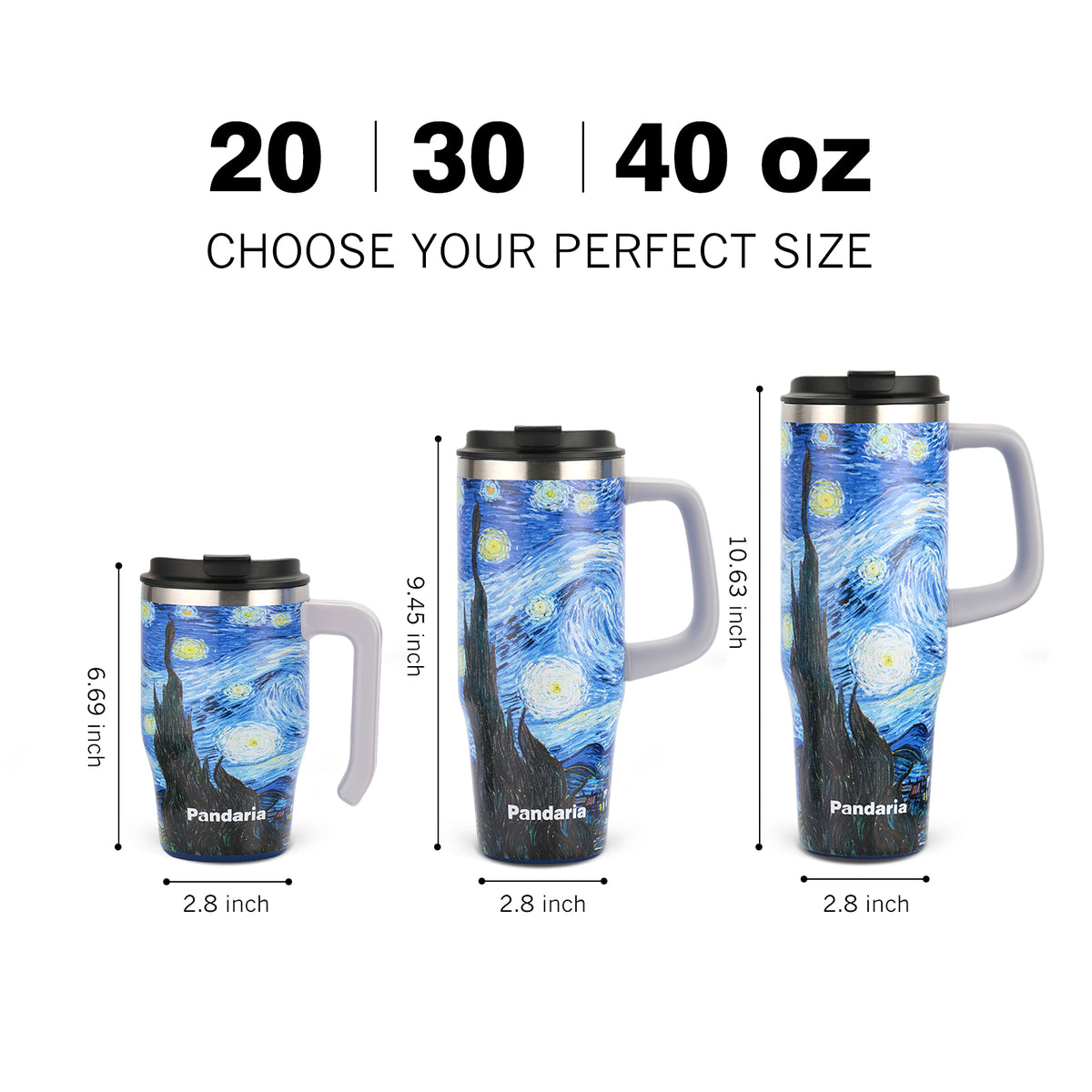 30 oz Tumbler with Handle, Starry Night Travel Mug