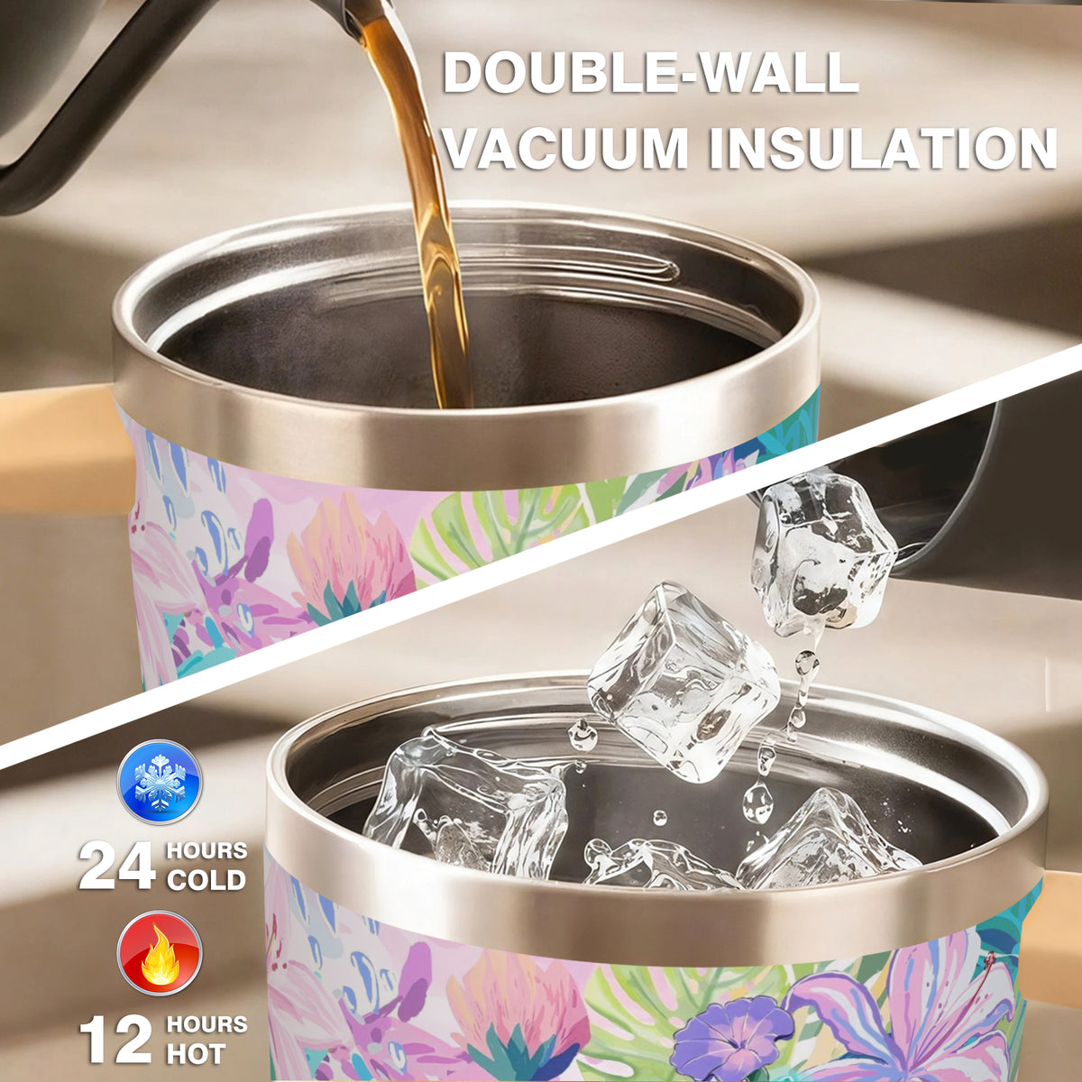 30 oz tumbler with handle, Lily Haze Travel Mug