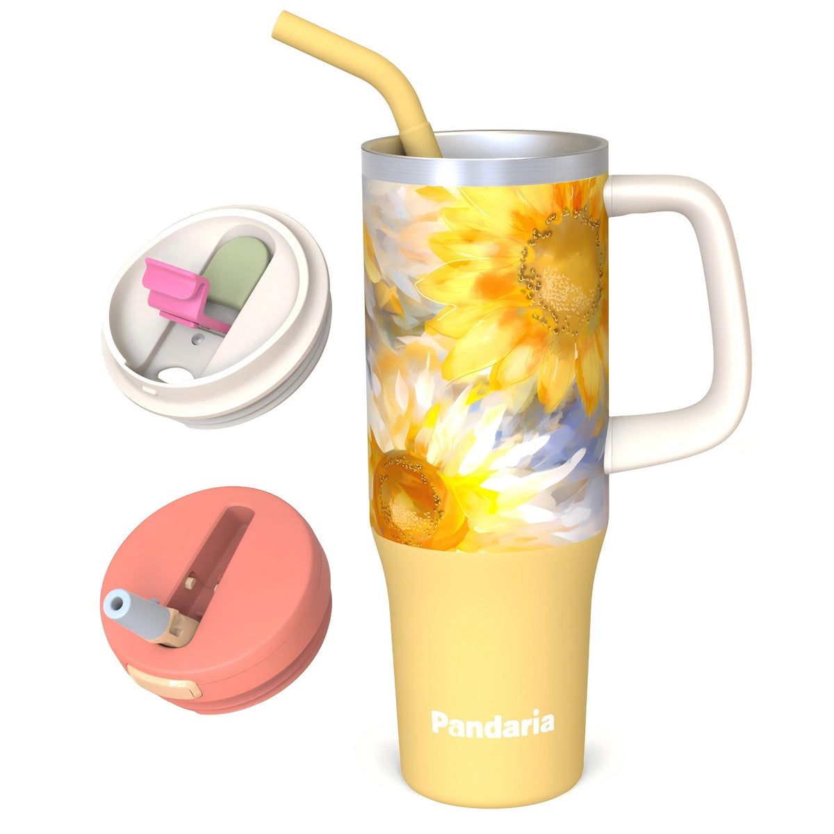 40oz Tumbler with Handle, Sunflower Cup for Travel