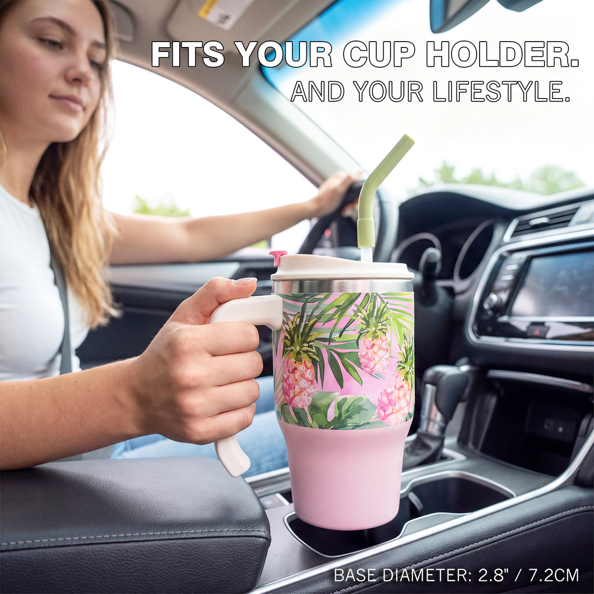 Insulated tumbler with Straw, 20oz Pineapple Crush Travel Cup