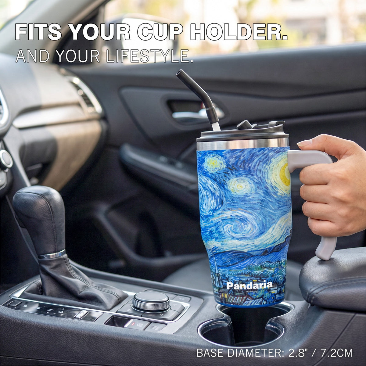 Insulated Tumbler with Straw, Starry Night 20oz Travel Cup