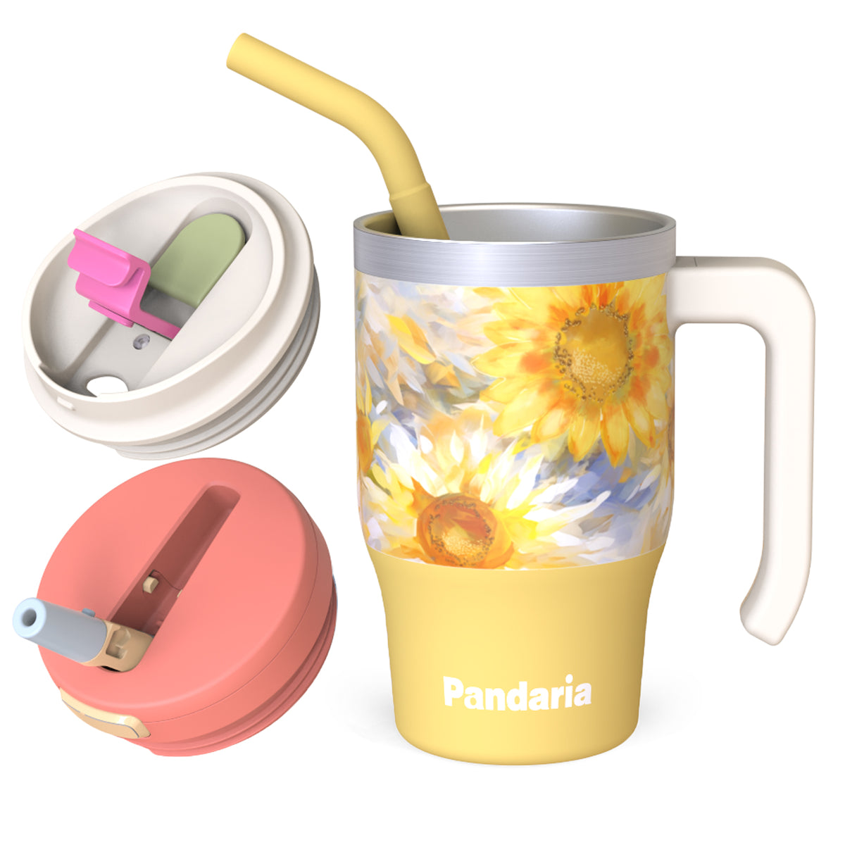 20oz Tumbler with Handle, Sunflower Cup for Travel