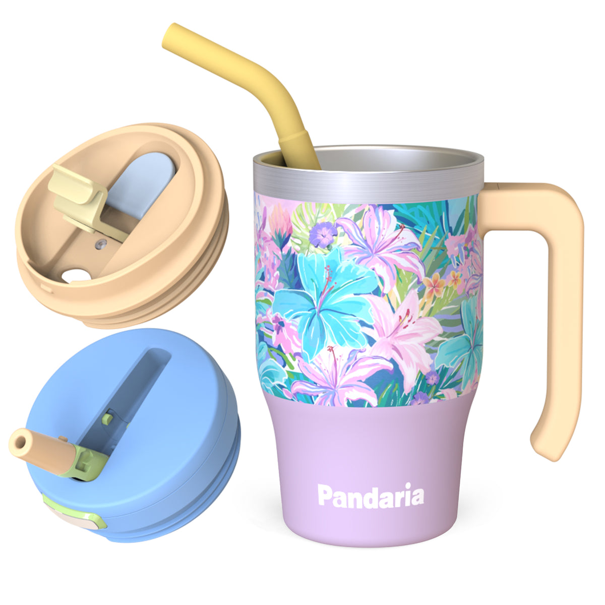 Insulated tumbler with straw, 20oz Lily Haze Travel Cup