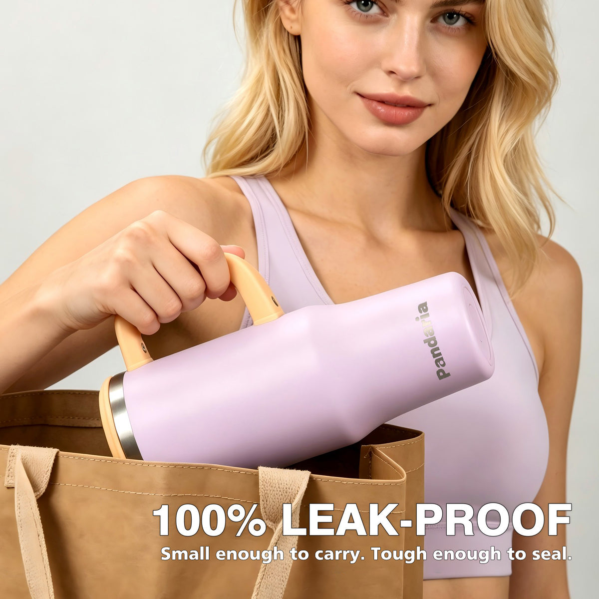 40 oz Insulated Tumbler with Handle and Straw, Stainless Steel Coffee Tumbler with 2 Lids, Double Wall Vacuum Travel Mug, Lavender Purple