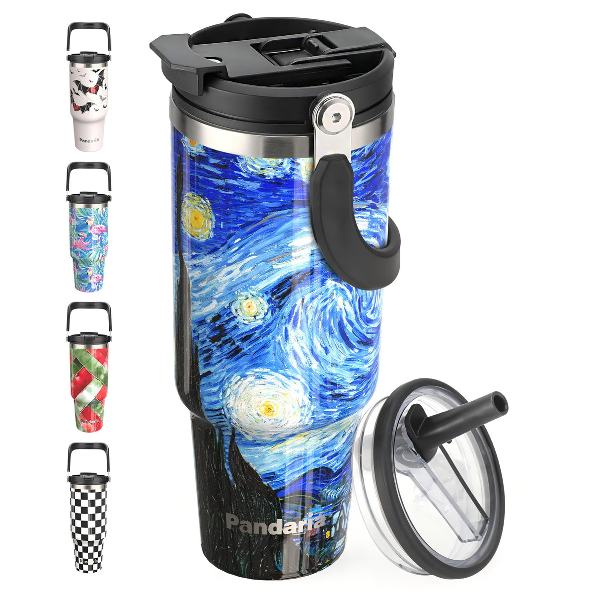 40 oz Tumbler with Handle 2in1 Lid Flip Straw, 100% Leak Resistant Water Bottle (Starry Night)