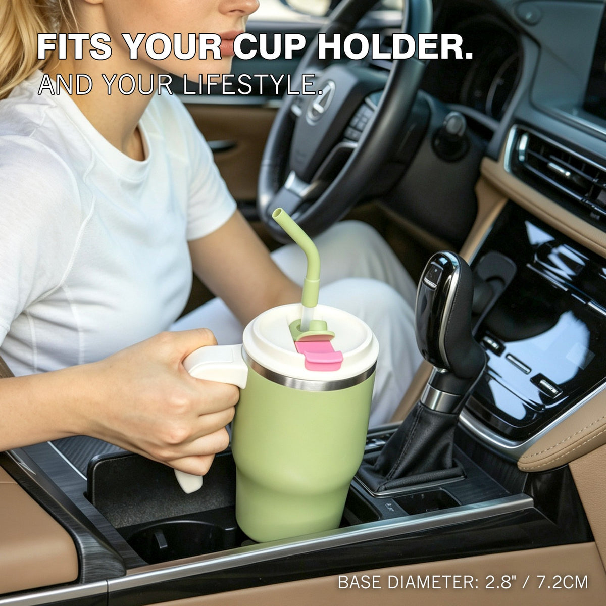 20 oz Insulated Tumbler with Handle and Straw, Stainless Steel Coffee Tumbler with 2 Lids, Double Wall Vacuum Travel Mug, Sage Green