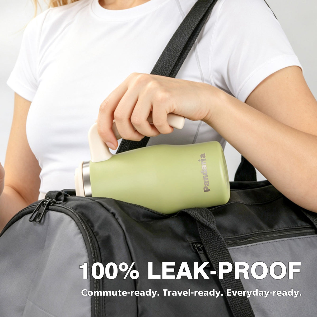 20 oz Insulated Tumbler with Handle and Straw, Stainless Steel Coffee Tumbler with 2 Lids, Double Wall Vacuum Travel Mug, Sage Green