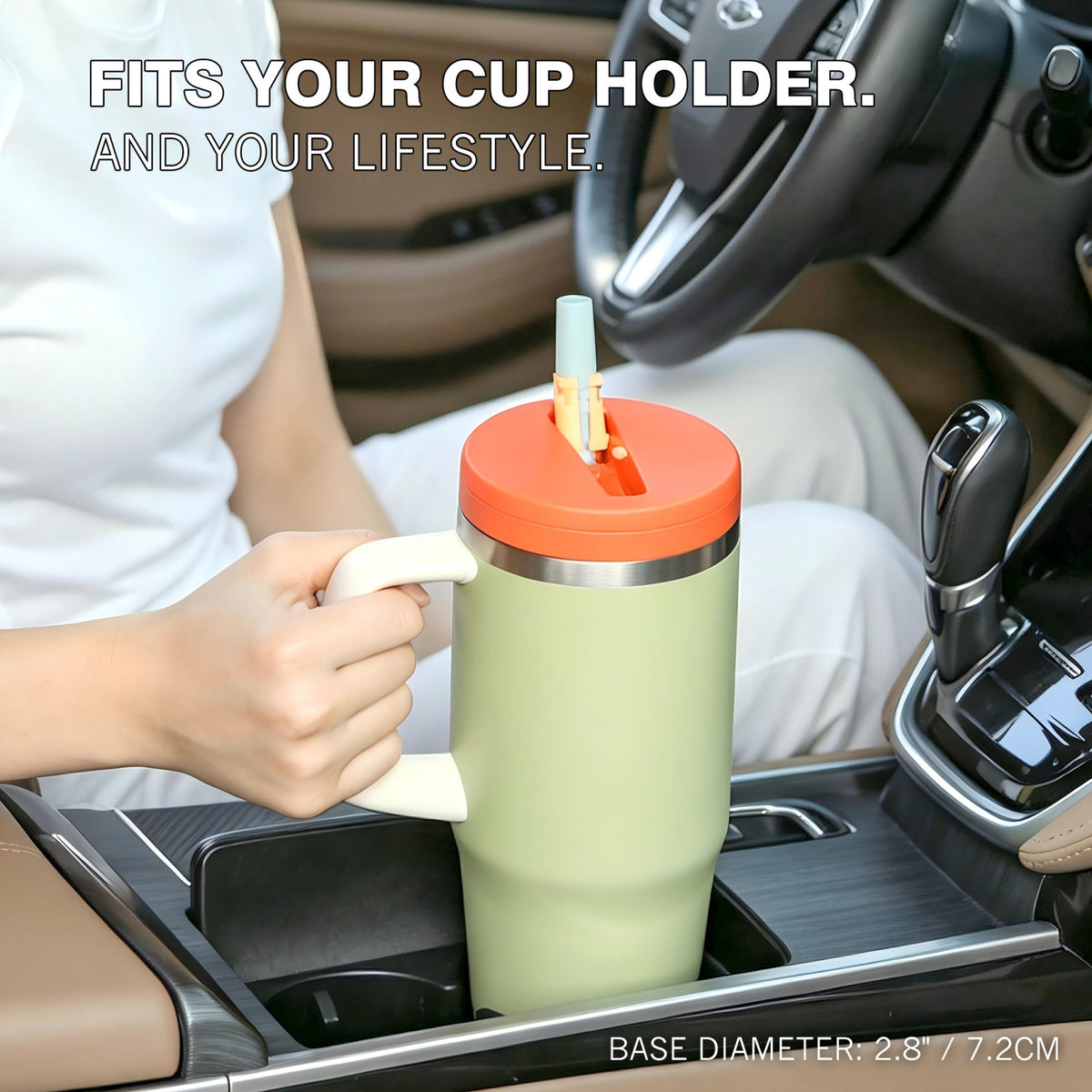 30 oz Insulated Tumbler with Handle and Straw, Stainless Steel Coffee Tumbler with 2 Lids, Double Wall Vacuum Travel Mug, Sage Green