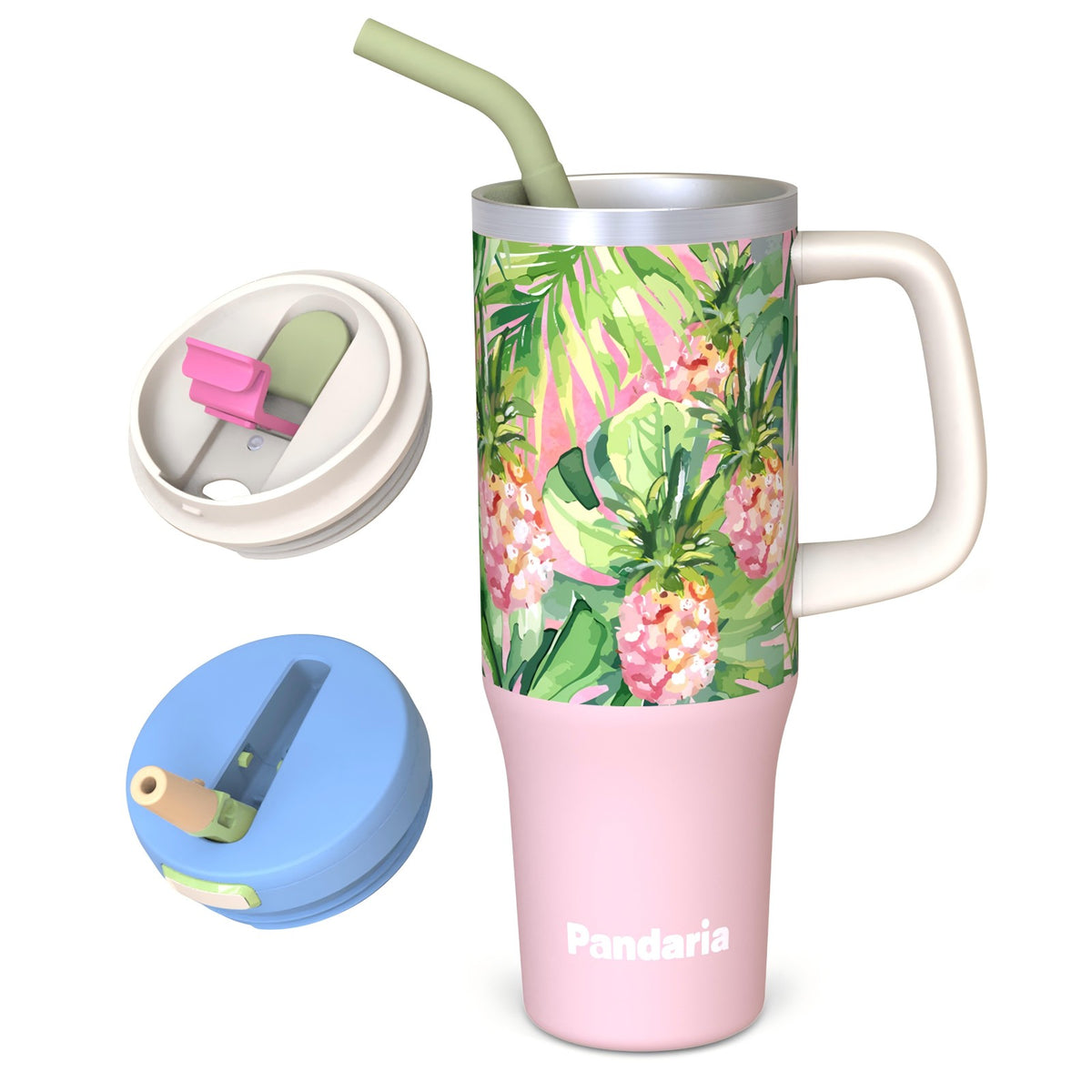 40oz Tumbler with Handle, Pineapple Crush Sports Travel Mug