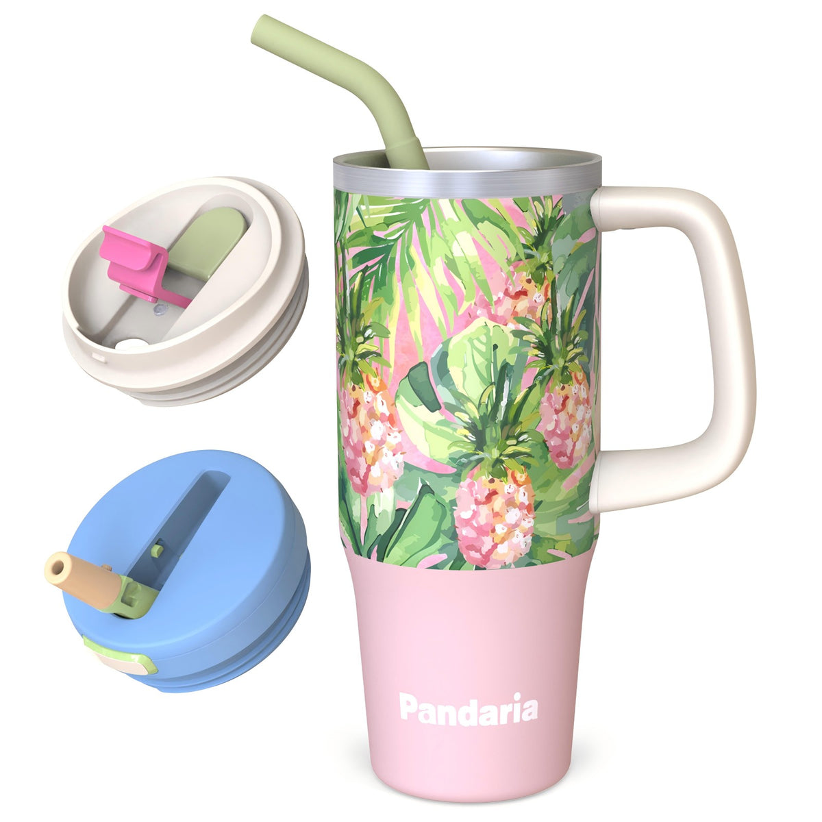 30 oz Tumbler with Handle, Pineapple Crush Sports Travel Mug