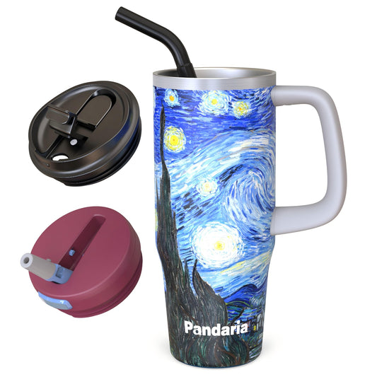 30 oz Tumbler with Handle, Starry Night Travel Mug