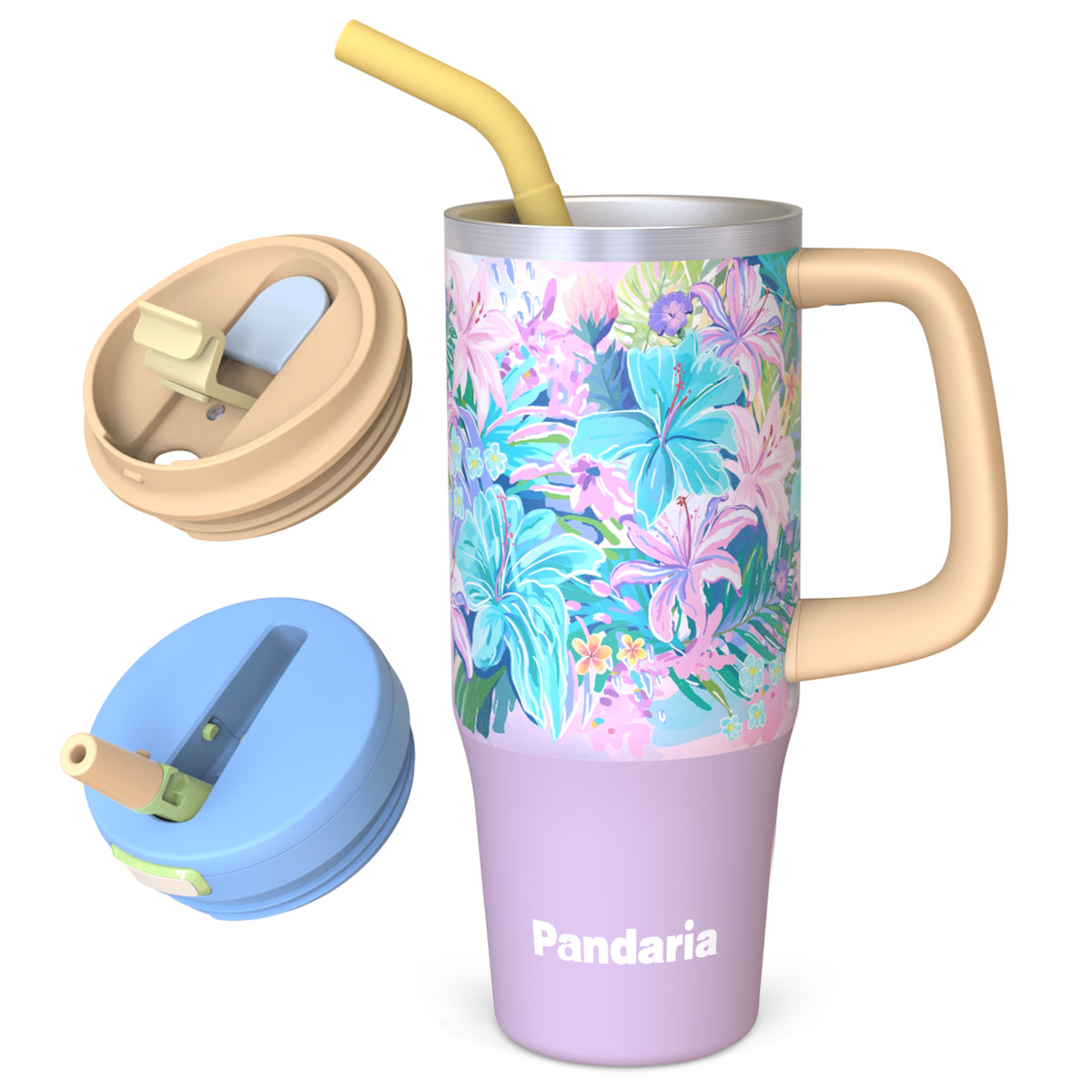 30 oz tumbler with handle, Lily Haze Travel Mug