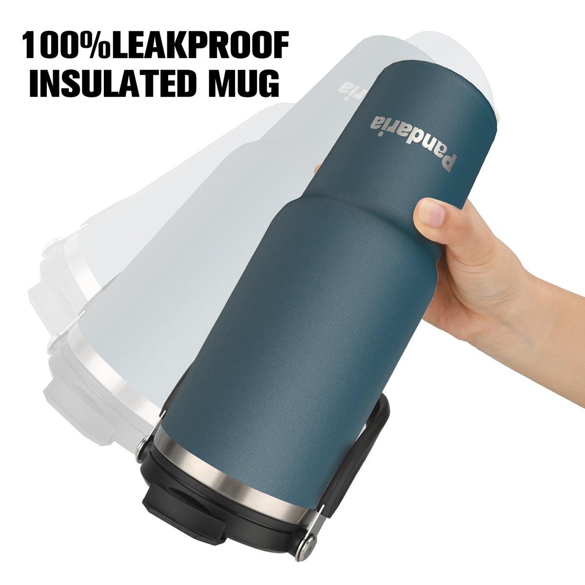 40 oz Tumbler with Handle Leakproof Water Bottles with 2in1 Lid Flip Straw, Stainless Steel Insulated Coffee Travel Mug ,Navy