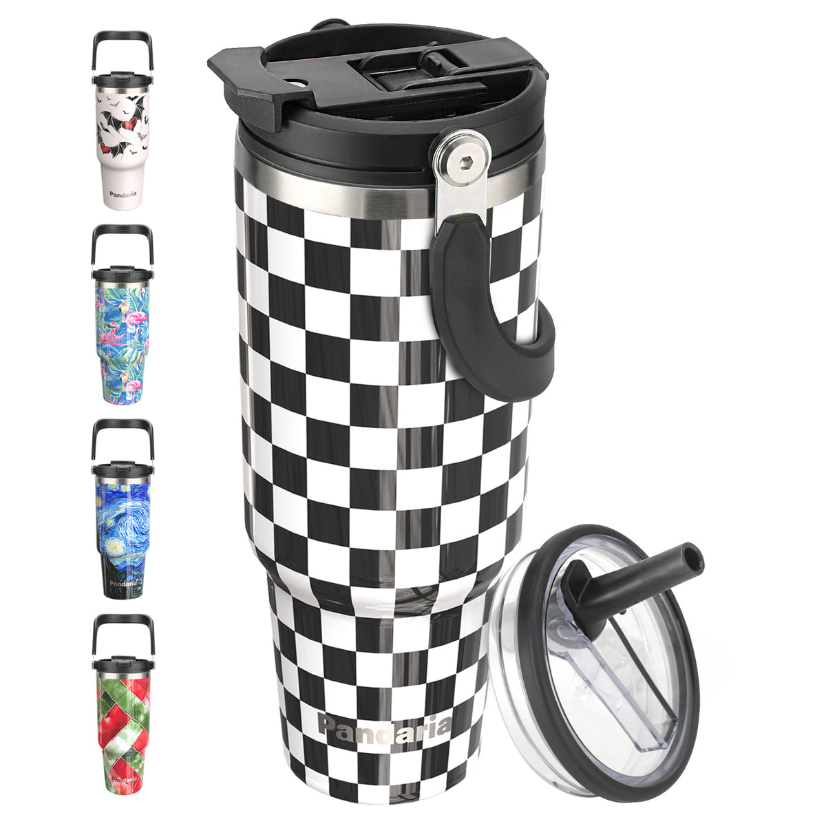 40 oz Tumbler with Handle and 2-in-1 Lid Flip Straw, 100% Leak Resistant Water Bottle, Double Wall Vacuum Stainless Steel Insulated Tumblers Travel Iced Tea or Coffee Mug Men Women Gift