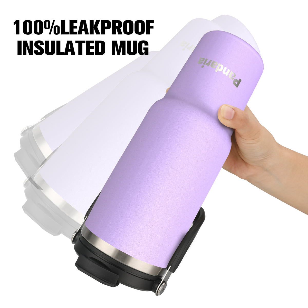 40 oz Tumbler with Handle Leakproof Water Bottles with 2in1 Lid Flip Straw, Stainless Steel Insulated Coffee Travel Mug ,Purple