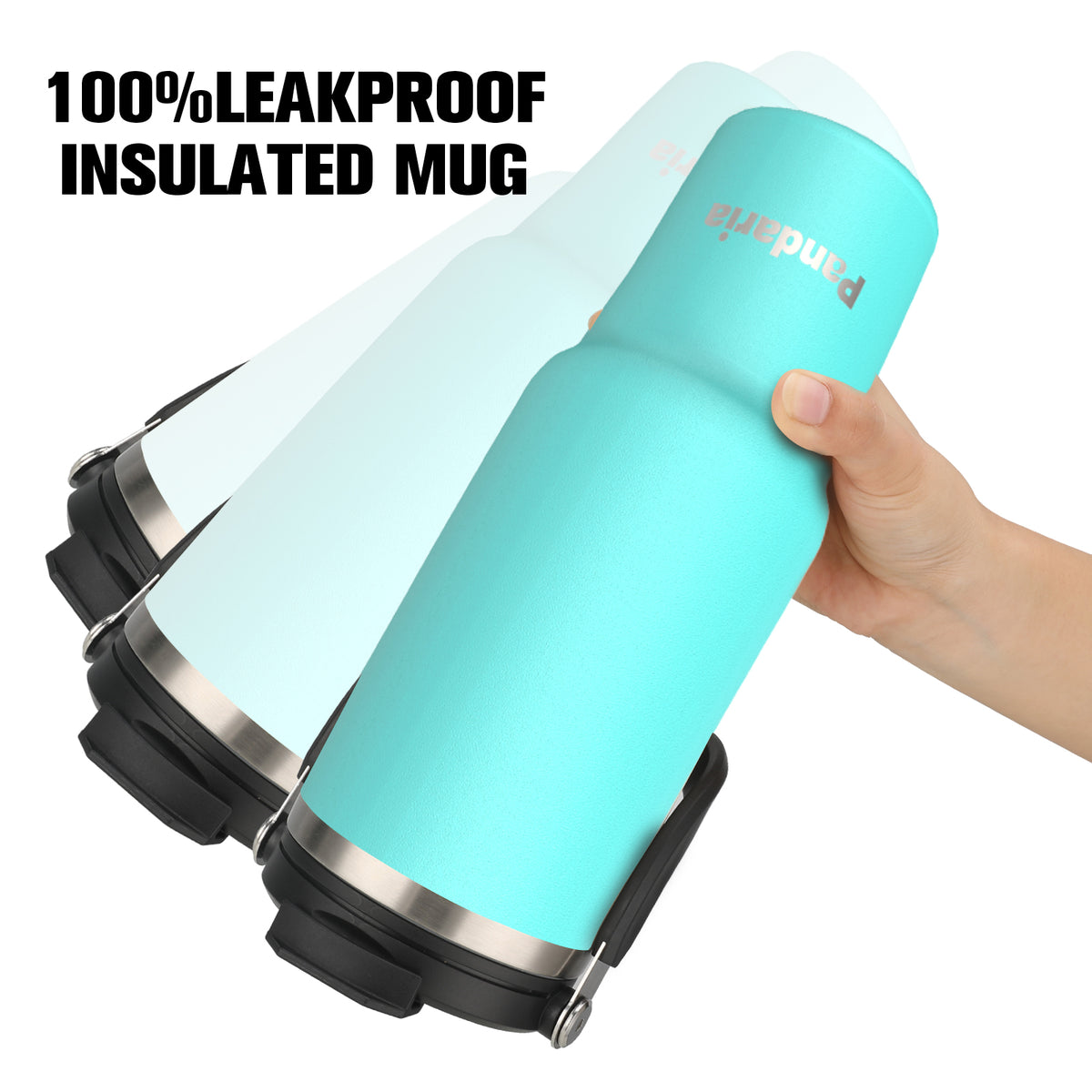 40 oz Tumbler with Handle Leakproof Water Bottles with 2in1 Lid Flip Straw, Stainless Steel Insulated Coffee Travel Mug, Turquoise