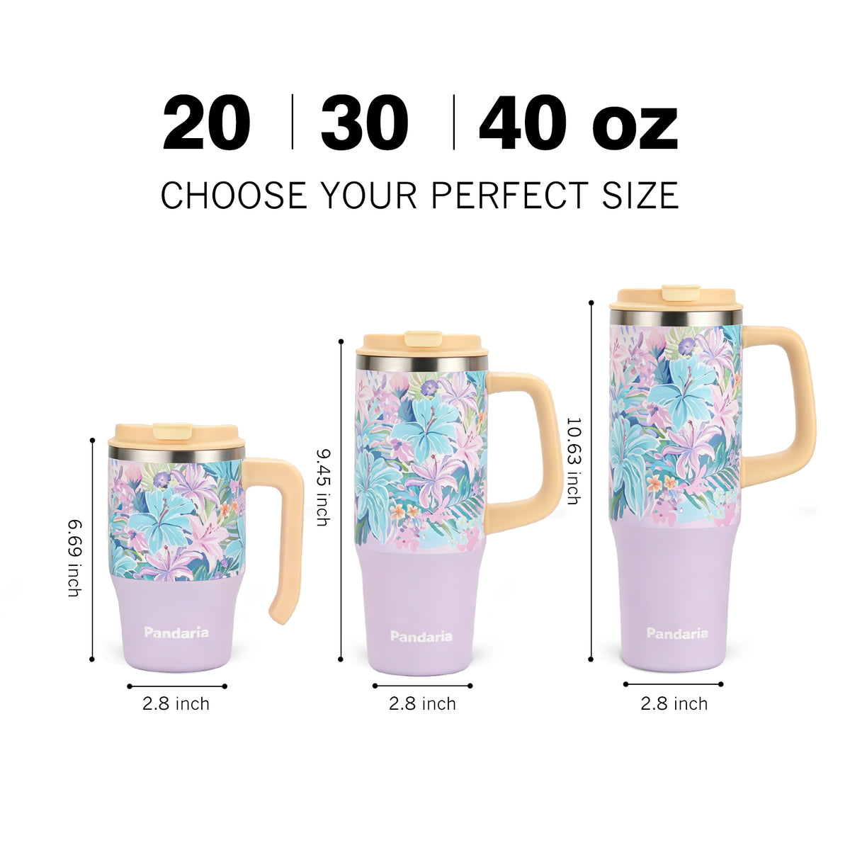 Insulated tumbler with straw, 20oz Lily Haze Travel Cup