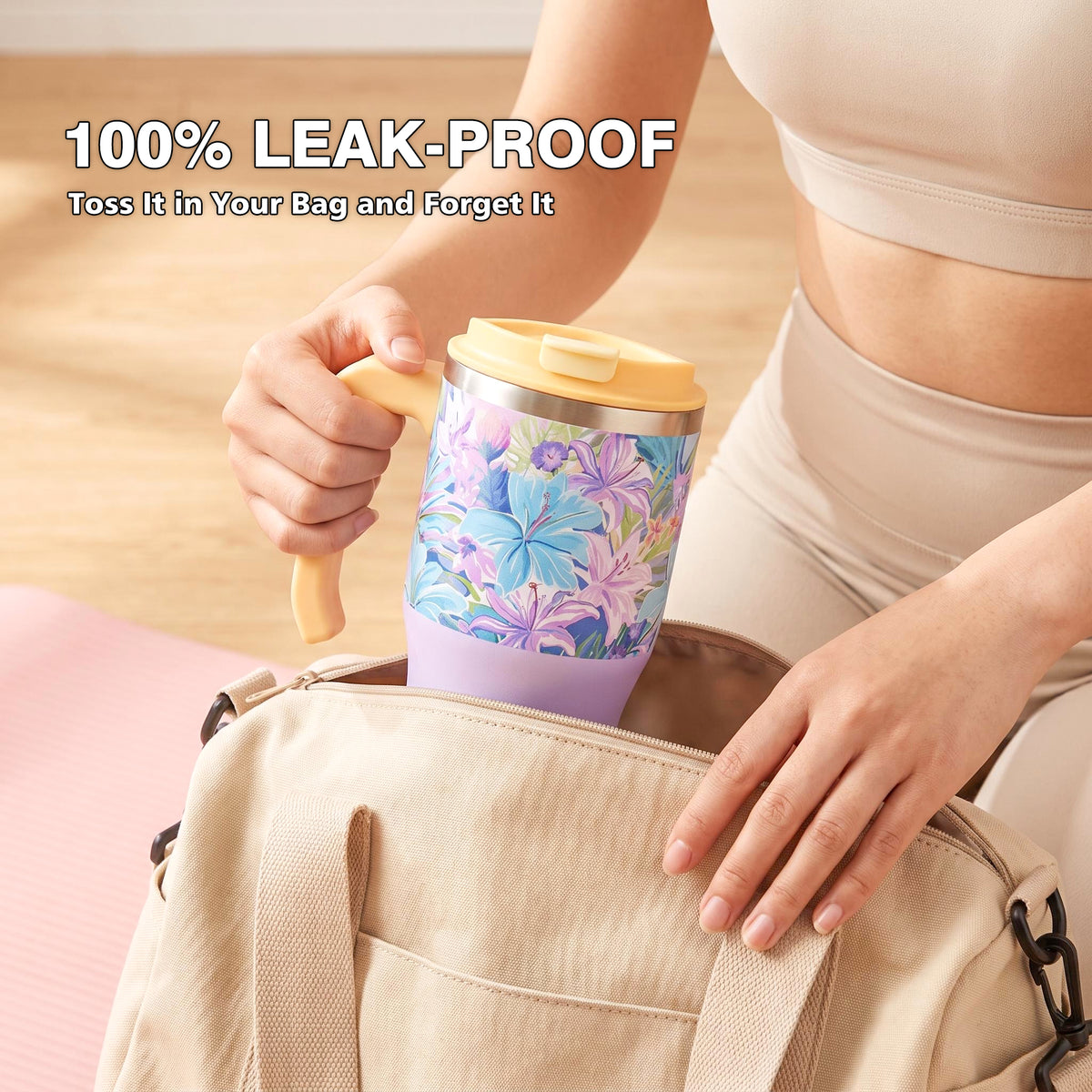 Insulated tumbler with straw, 20oz Lily Haze Travel Cup
