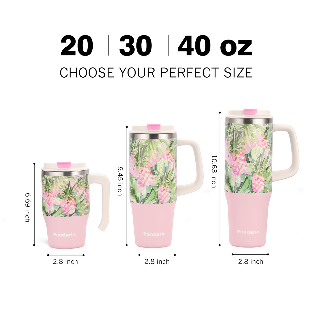 30 oz Tumbler with Handle, Pineapple Crush Sports Travel Mug