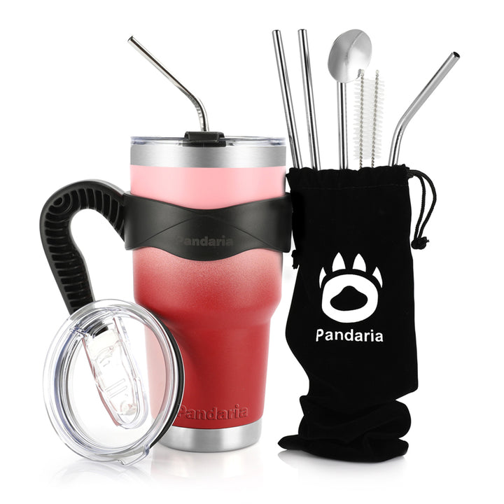 30oz Vacuum Insulated Tumble with Straws Lids&Handle, Ombre Berry