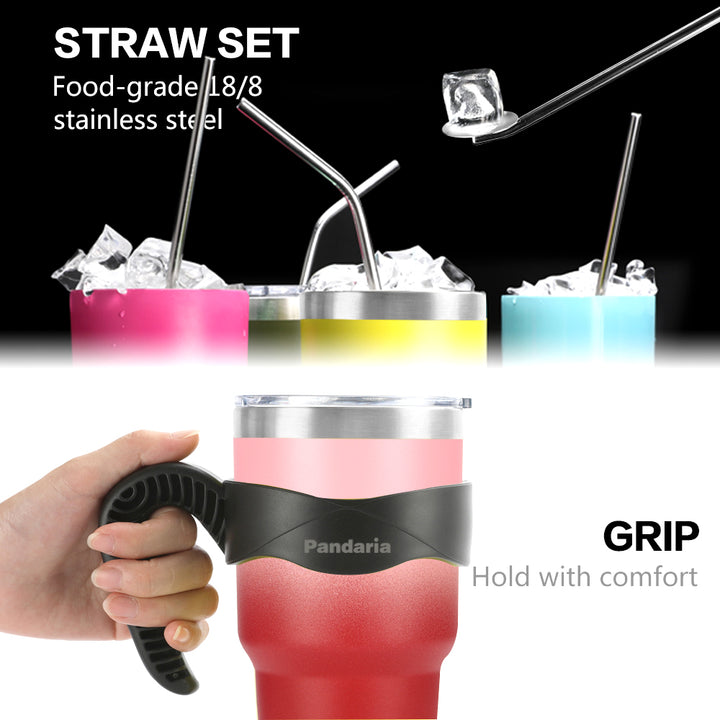 30oz Vacuum Insulated Tumble with Straws Lids&Handle, Ombre Berry
