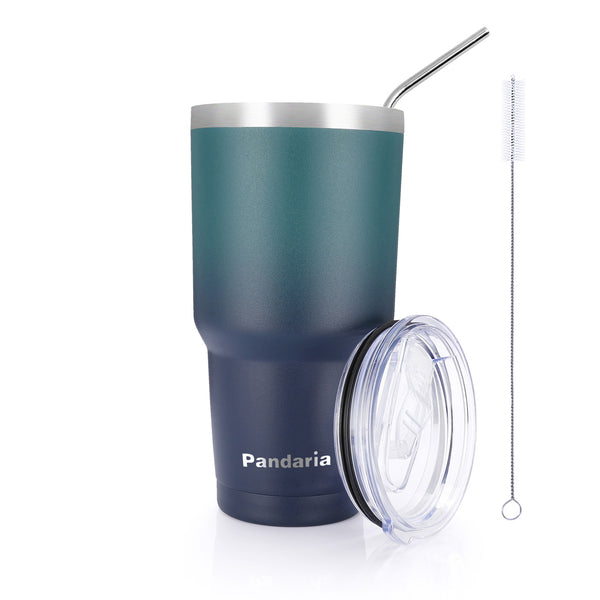 Pandaria Insulated Tumblers with Lids and Straws, Double Wall Stainless  Steel Tumbler with Straw, Reusable Spill Proof & Leak proof Tumbler 30 Oz,  Perfect for Iced Coffee, Tea & More